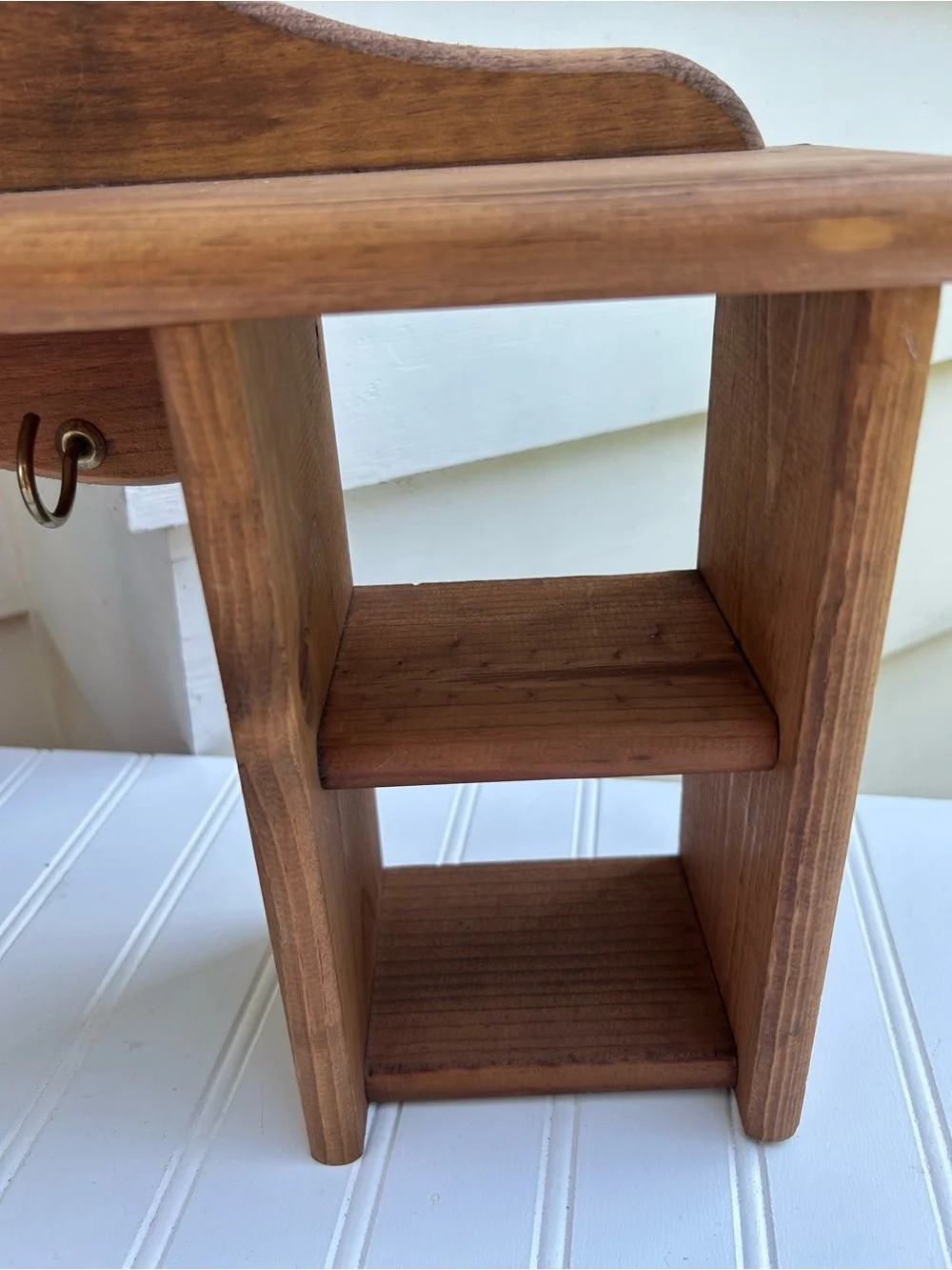 Vintage Shelf Wooden Heart Accent Handmade Natural Brown Cottagecore 12x19.5